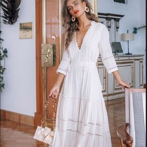 Spell White Lace Maxi Dress